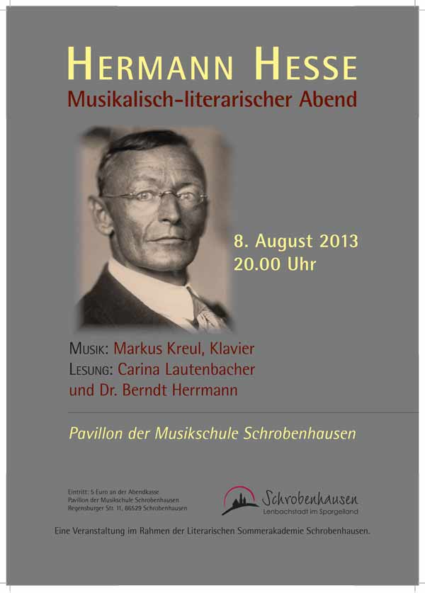musikalisch-literarischer Abend /Hermann Hesse im Pavillon der Musikschule Schrobenhausen