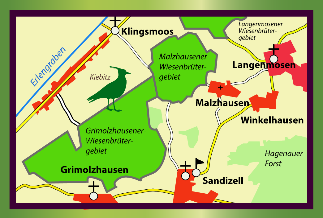 Plan des Altstadtkerns Schrobenhausen für eine Wander- und Radlbroschüre/Schrobenhausener Land